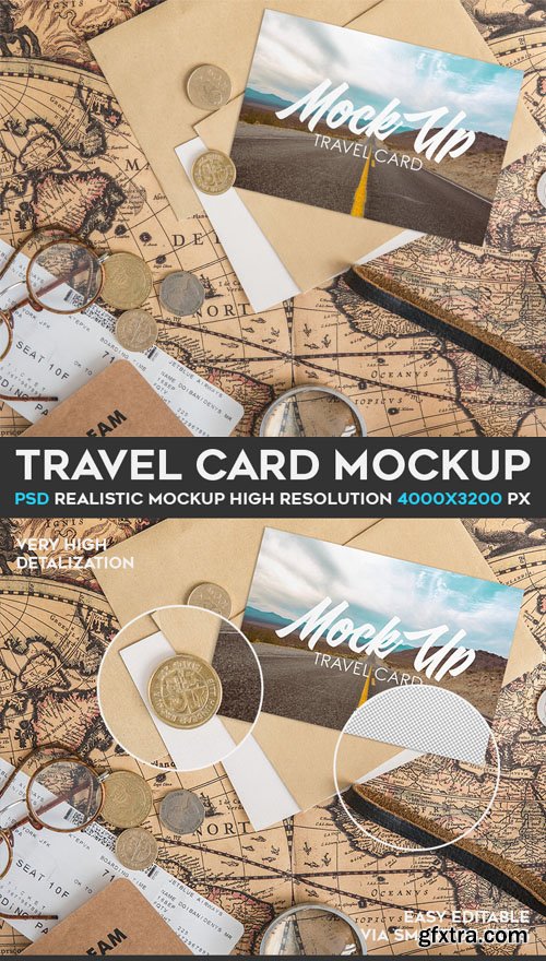 Travel Card PSD Mockup