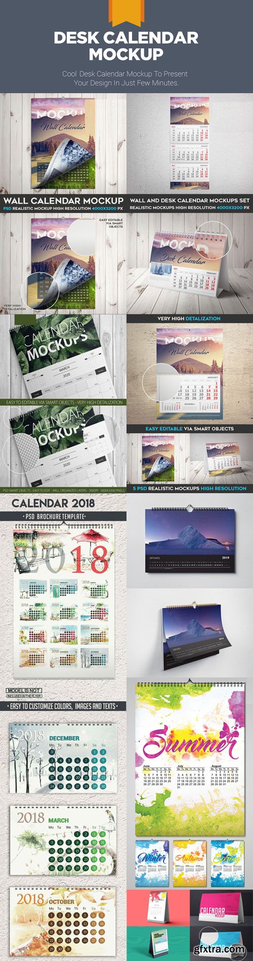 Calendar 2018/2019 Mockup Collection in PSD