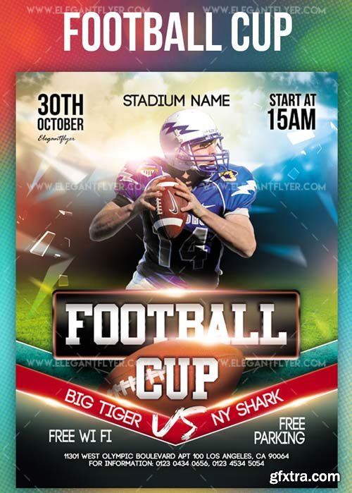 Football Cup V33 2018 Flyer PSD Template + Instagram template