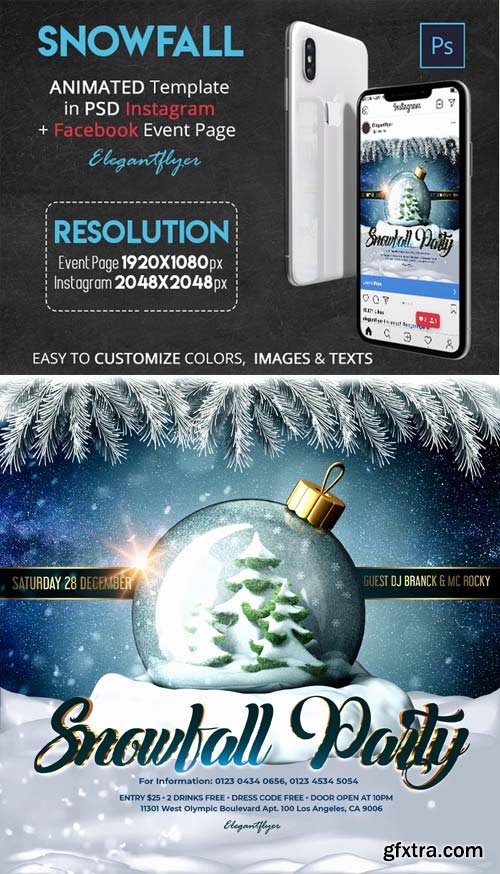 Snowfall V7 2018 Animated Instagram + Facebook Flyer Template