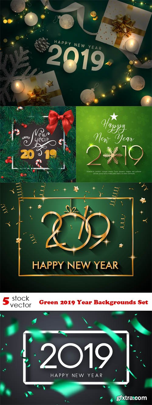 Vectors - Green 2019 Year Backgrounds Set