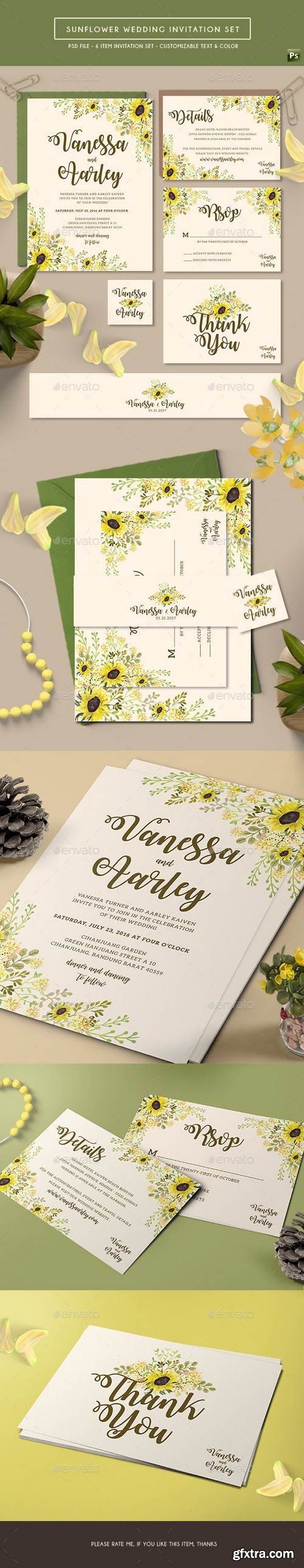 Graphicriver - Sunflower Wedding Invitation Set 17711228