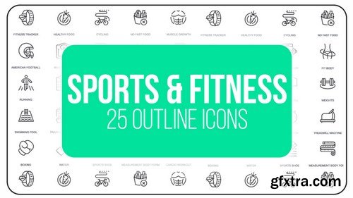 MA -  Sports And Fitness - 25 Outline Icons After Effects Templates 152043