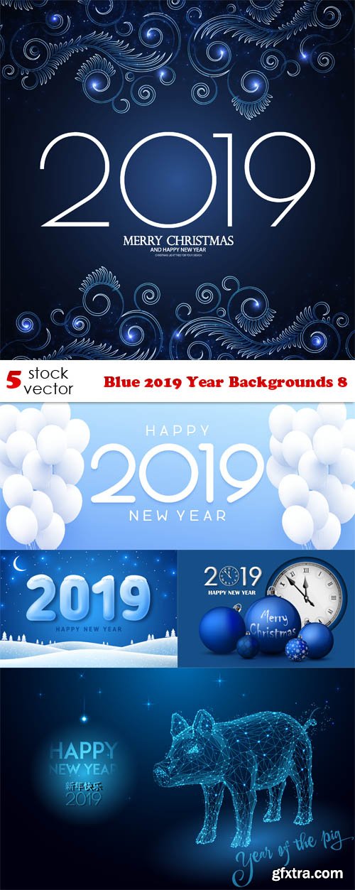 Vectors - Blue 2019 Year Backgrounds 8