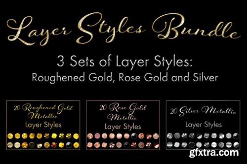 60 Layer Styles Bundle - Gold, Rose Gold and Silver