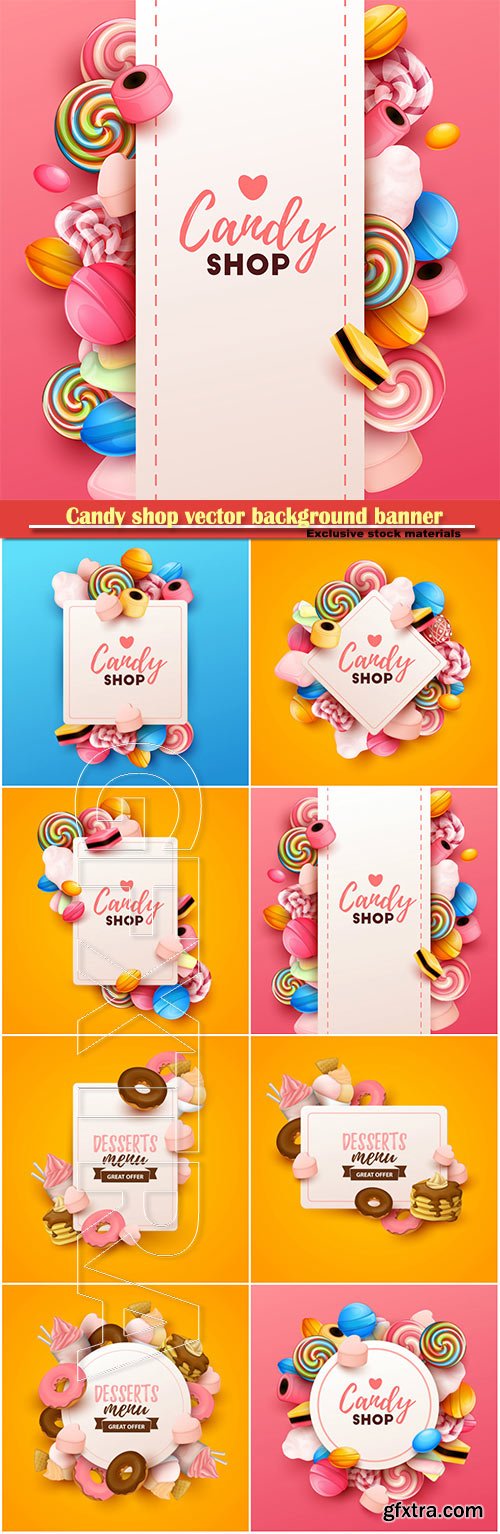 Candy shop vector background banner