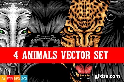 4 Animals Vector Set