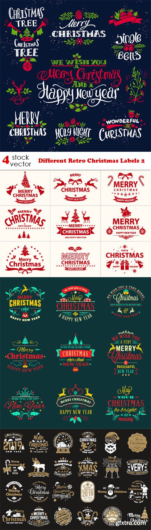 Vectors - Different Retro Christmas Labels 2