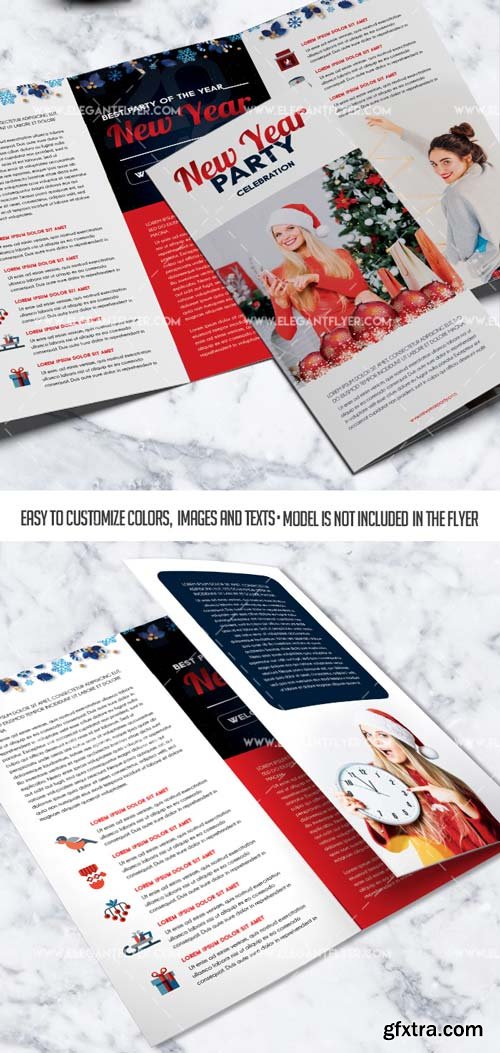 New Year V36 2018 Tri-Fold Brochure PSD Template