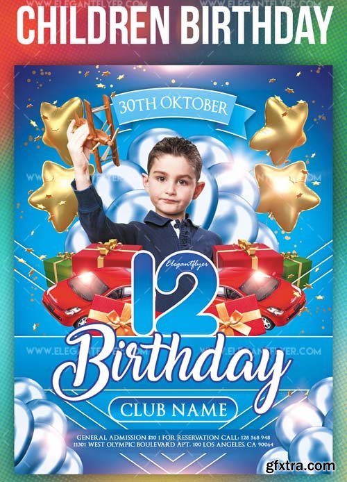 Children Birthday V29 2018 Flyer PSD Template + Instagram template