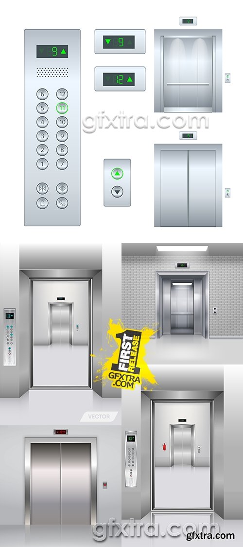 Elevator modern ofrmleniye of entrance to door 3D illustration