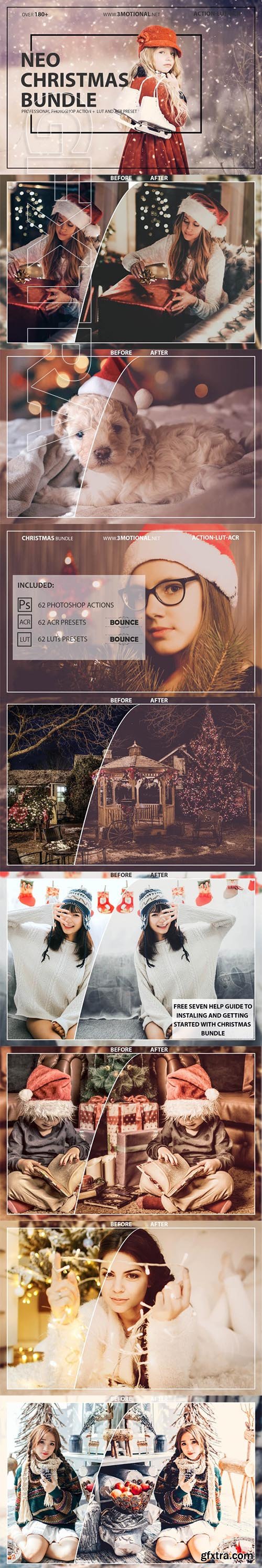 Neo Christmas Theme Bundle Color Grading photoshop action,ACR,LUT