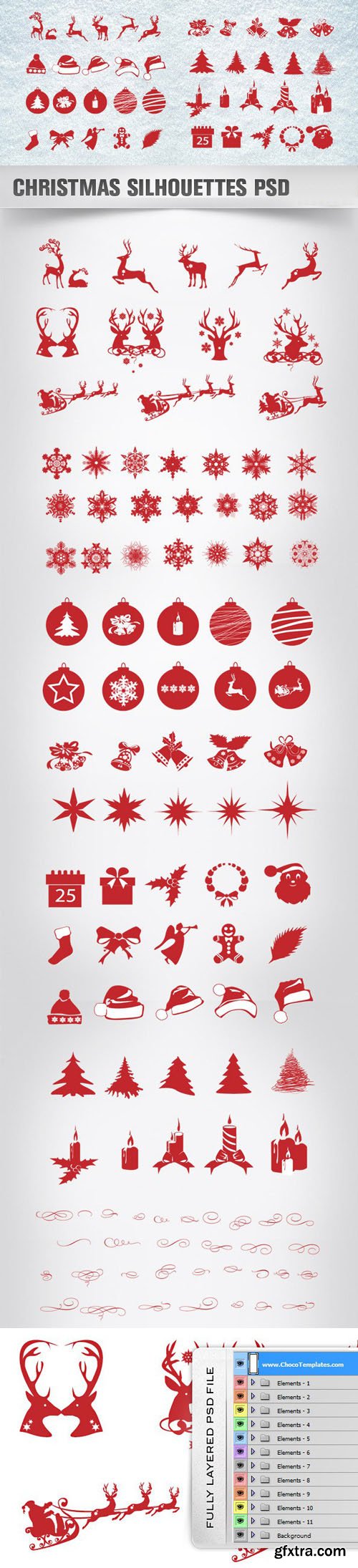 108 Christmas Silhouettes PSD Templates