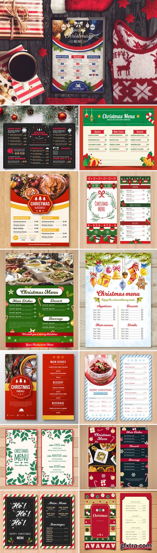 Christmas Menus Vector Templates Collection 1