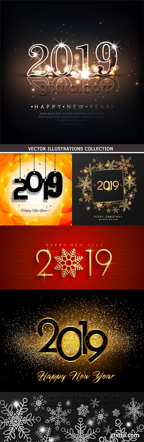 2019 New Year festive inscriptions decorative design 6