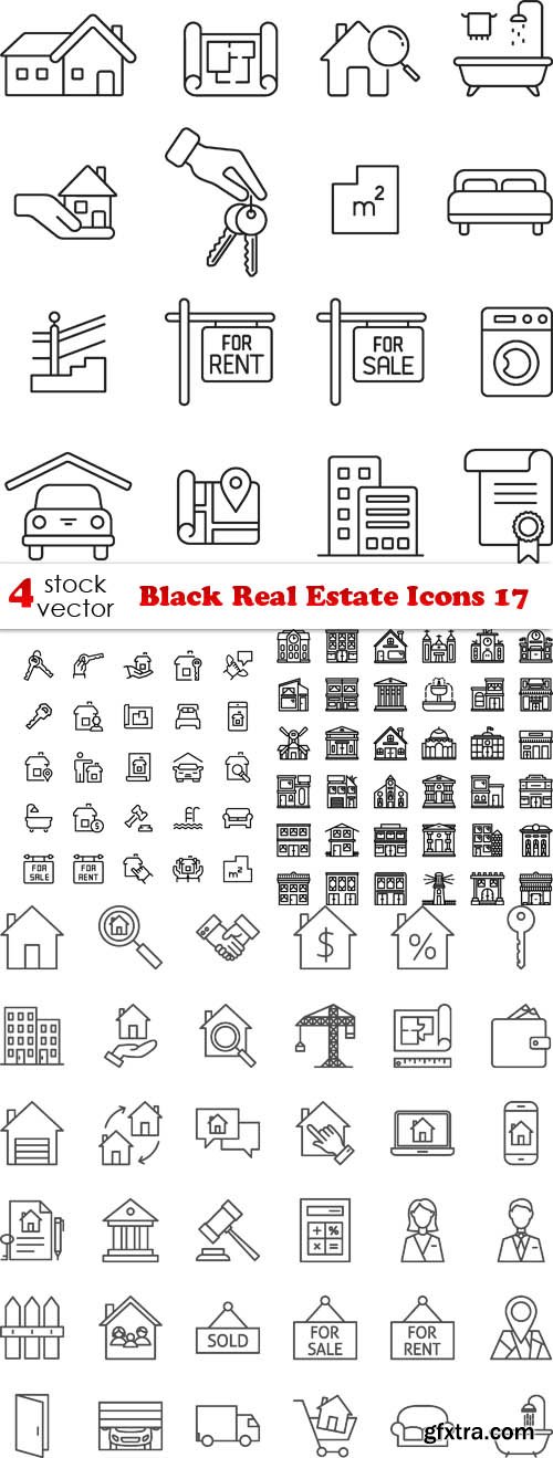 Vectors - Black Real Estate Icons 17