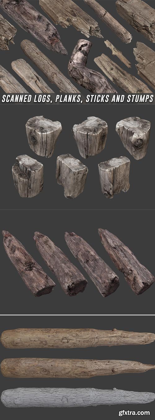 CubeBrush - Scanned Logs, Planks, Sticks and Stumps