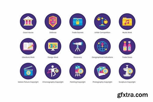 64 Copyright Law Icons - Orchid Series