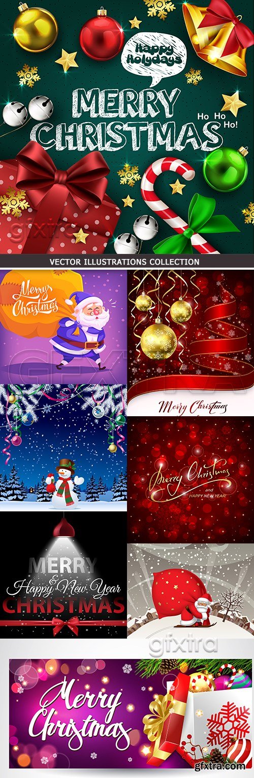 Merry Christmas and New Year decorative design elements 11