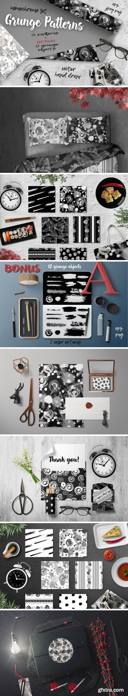 Thehungryjpeg - Monochrome Patterns Set 104905