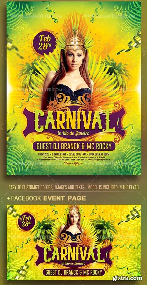 Carnival in Rio de Janeiro V11 2018 Flyer PSD Template