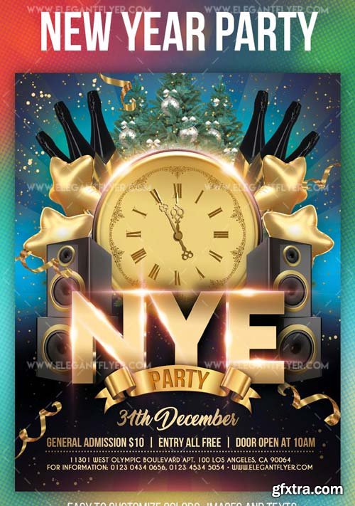 New Year Party V101 2018 Flyer PSD Template