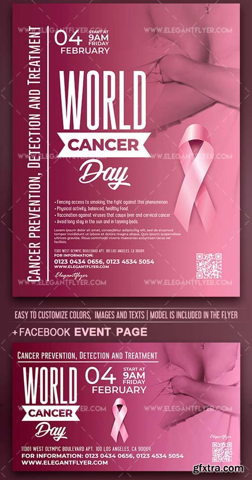 World Cancer Day V44 2018 Flyer PSD Template