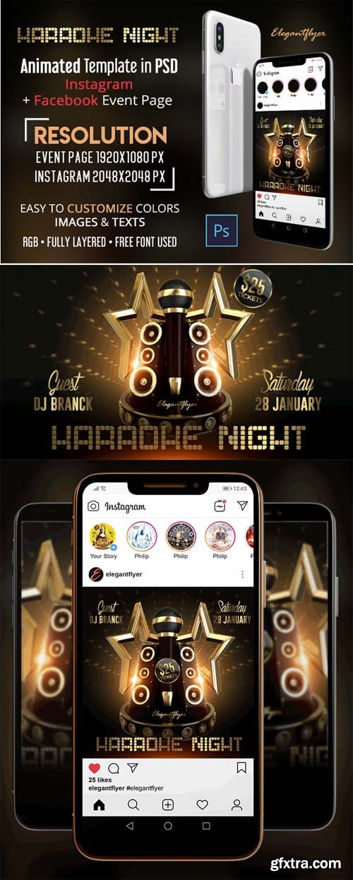 Karaoke Night V11 2018 Animated Instagram + Facebook Flyer Template