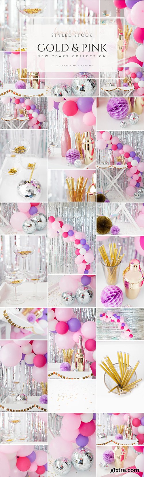 CM - Gold & Pink New Years Party Stock Photos