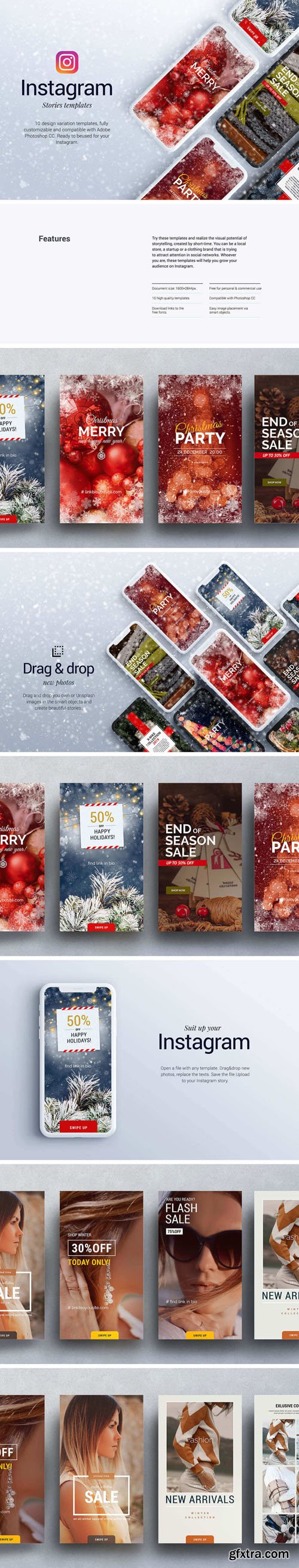 10 Christmas Instagram Stories Templates in PSD