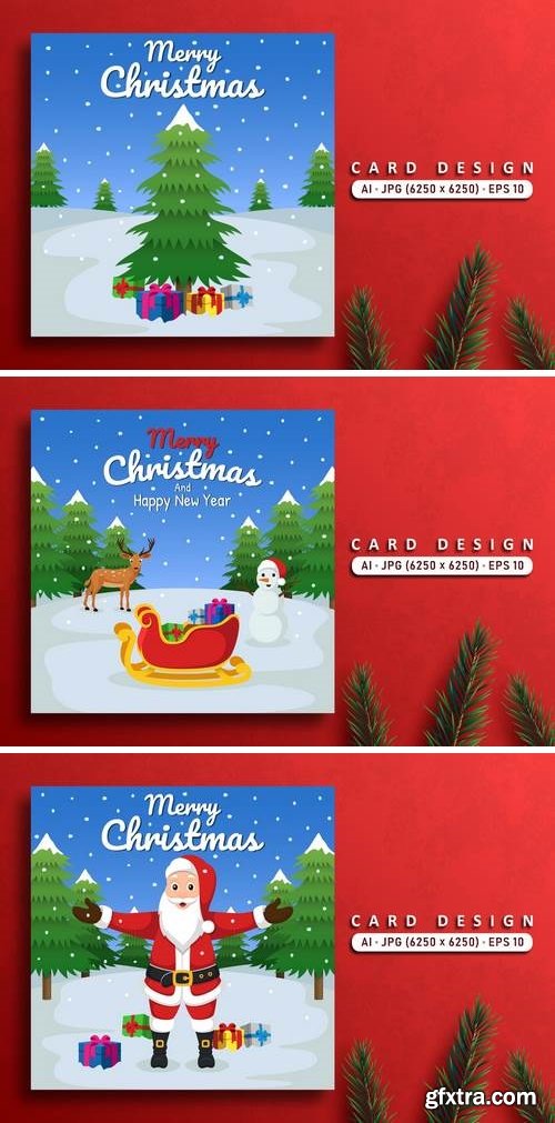 Merry Christmas Vector Card Bundle