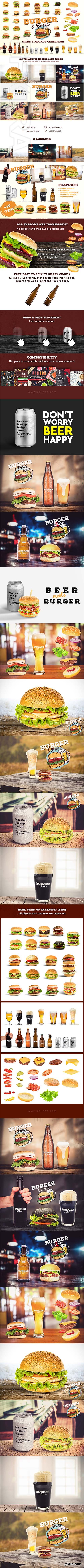 CreativeMarket - Burger&Beer Mock-up Scene Creator 3231078