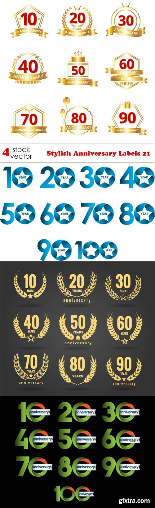 Vectors - Stylish Anniversary Labels 21