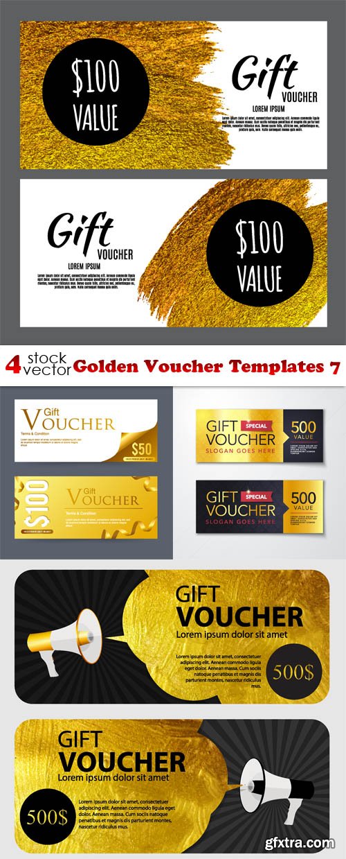 Vectors - Golden Voucher Templates 7