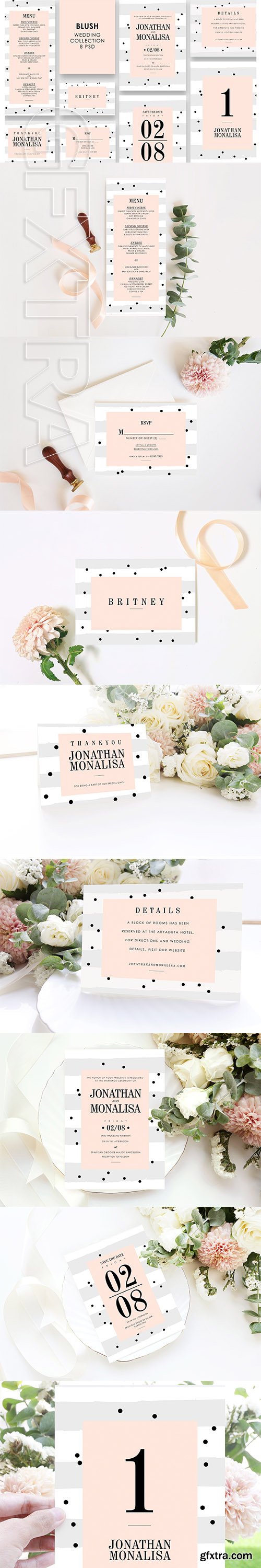 CreativeMarket - Blush Wedding Invitation Suite 3302945