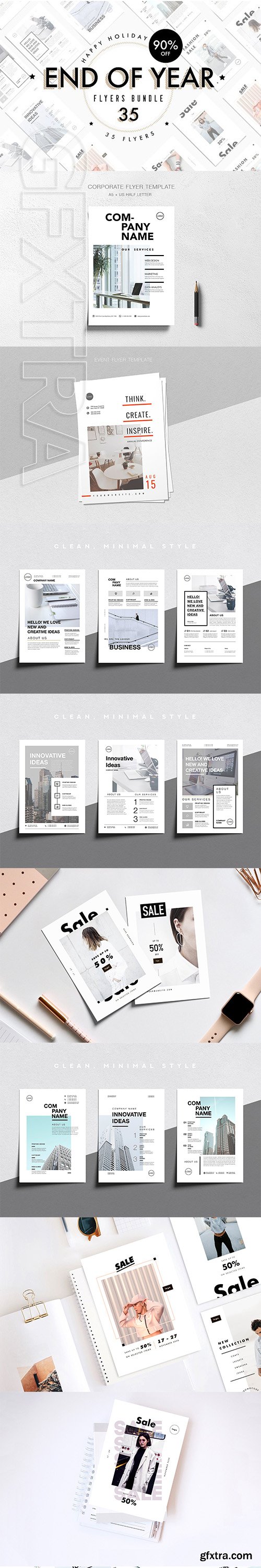 CreativeMarket - END OF YEAR - flyers bundle 3279367