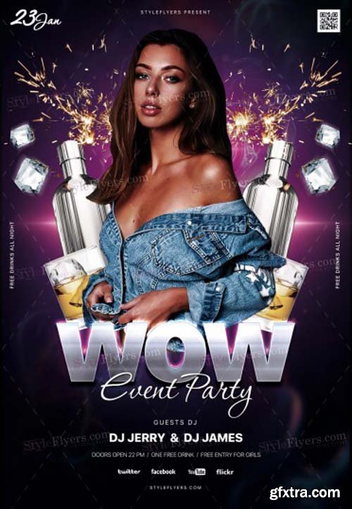 WOW Event Party V1 2018 PSD Flyer Template