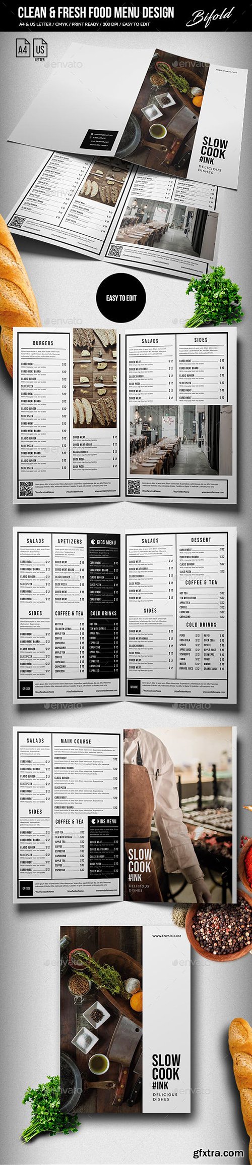 Graphicriver - Clean Fresh Food Menu Bundle A4 & US Letter 22397141