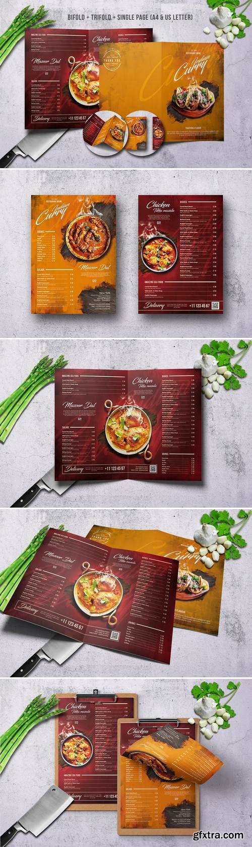 Curry Indian Menu Bundle A4 & US Letter