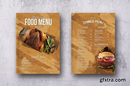 Multipurpose Food Menu Bundle A4 & US Letter