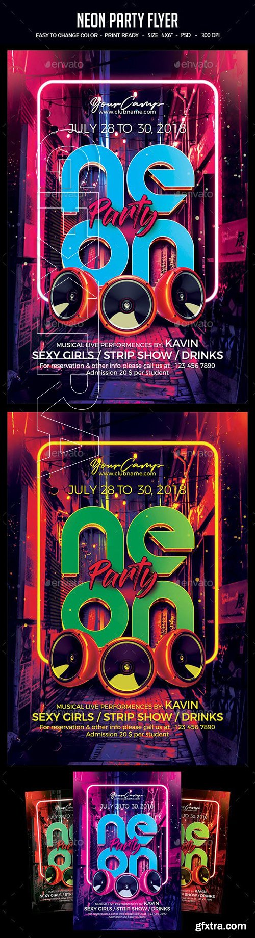 GraphicRiver - Neon Party Flyer 23055132