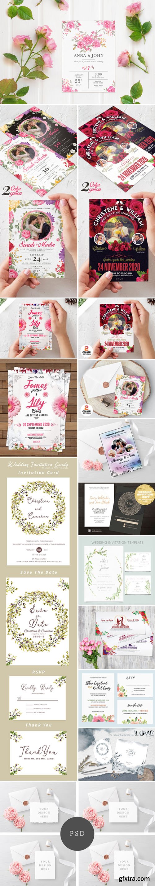 Wedding Invitation Card PSD Mockup Templates Collection