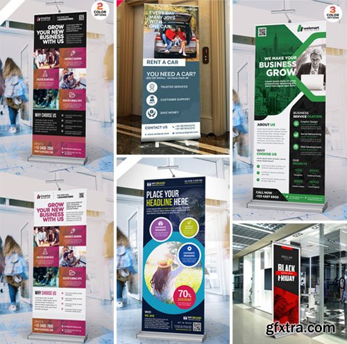 Multipurpose Advertising Roll-Up Banners PSD Collection