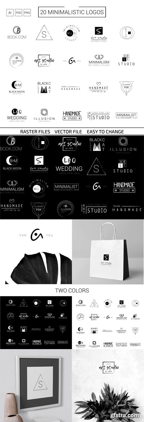 40 Minimalistic Vector Logos (B&W)