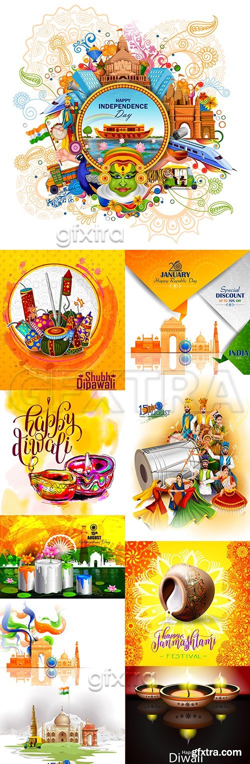 Indian tradition celebration decorative design illustration