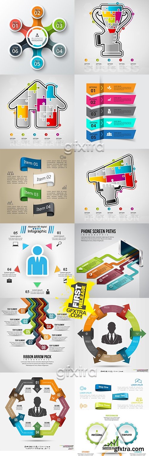 Modern infographics business options elements 25