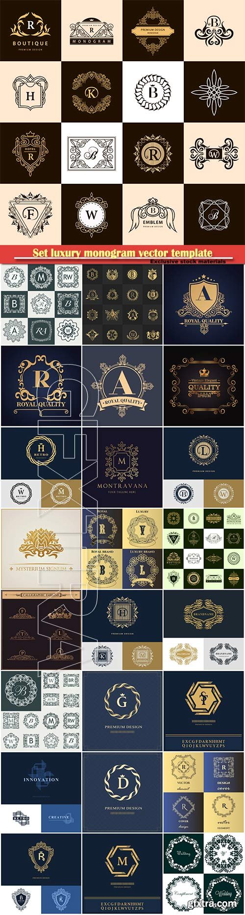 Set luxury monogram vector template, logos, badges, symbols # 3