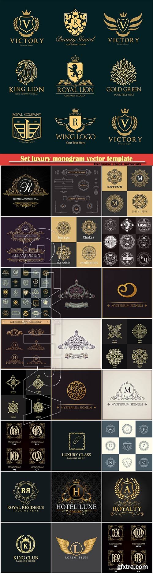 Set luxury monogram vector template, logos, badges, symbols # 2