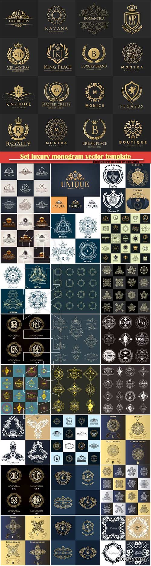 Set luxury monogram vector template, logos, badges, symbols # 5