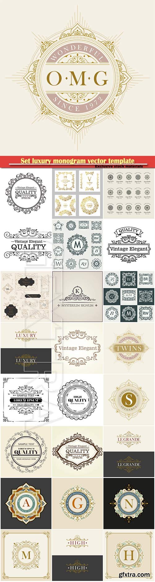 Set luxury monogram vector template, logos, badges, symbols # 4